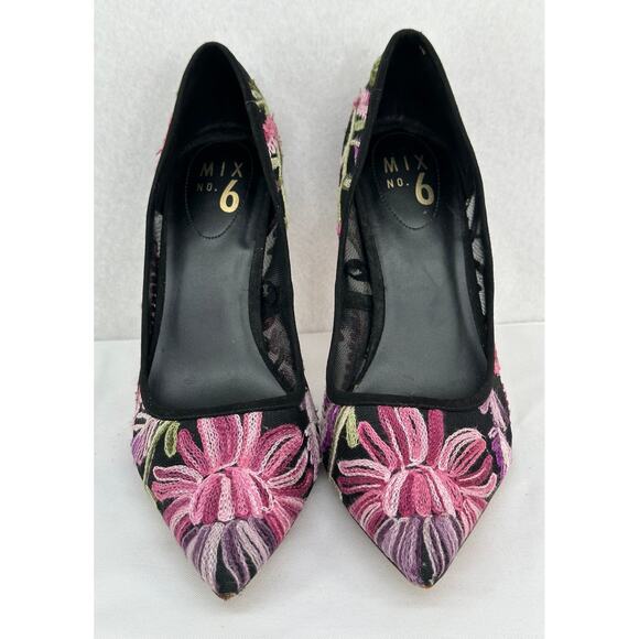 Mix No. 6 Dignity Floral Mesh Fabric Embroidered Pumps Party Dressy Wedding 9.5 - Picture 3 of 8